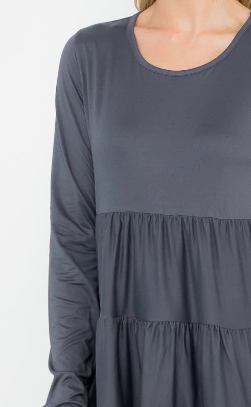 Ash Grey Tiered Top
