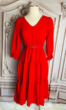 Belinda Red Tiered Dress
