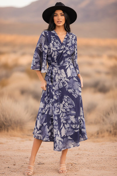 Ivy Navy Blue Floral Summer Dress Unique modest clothing Ivy Navy Blue Floral Summer Dress Unique modest clothing