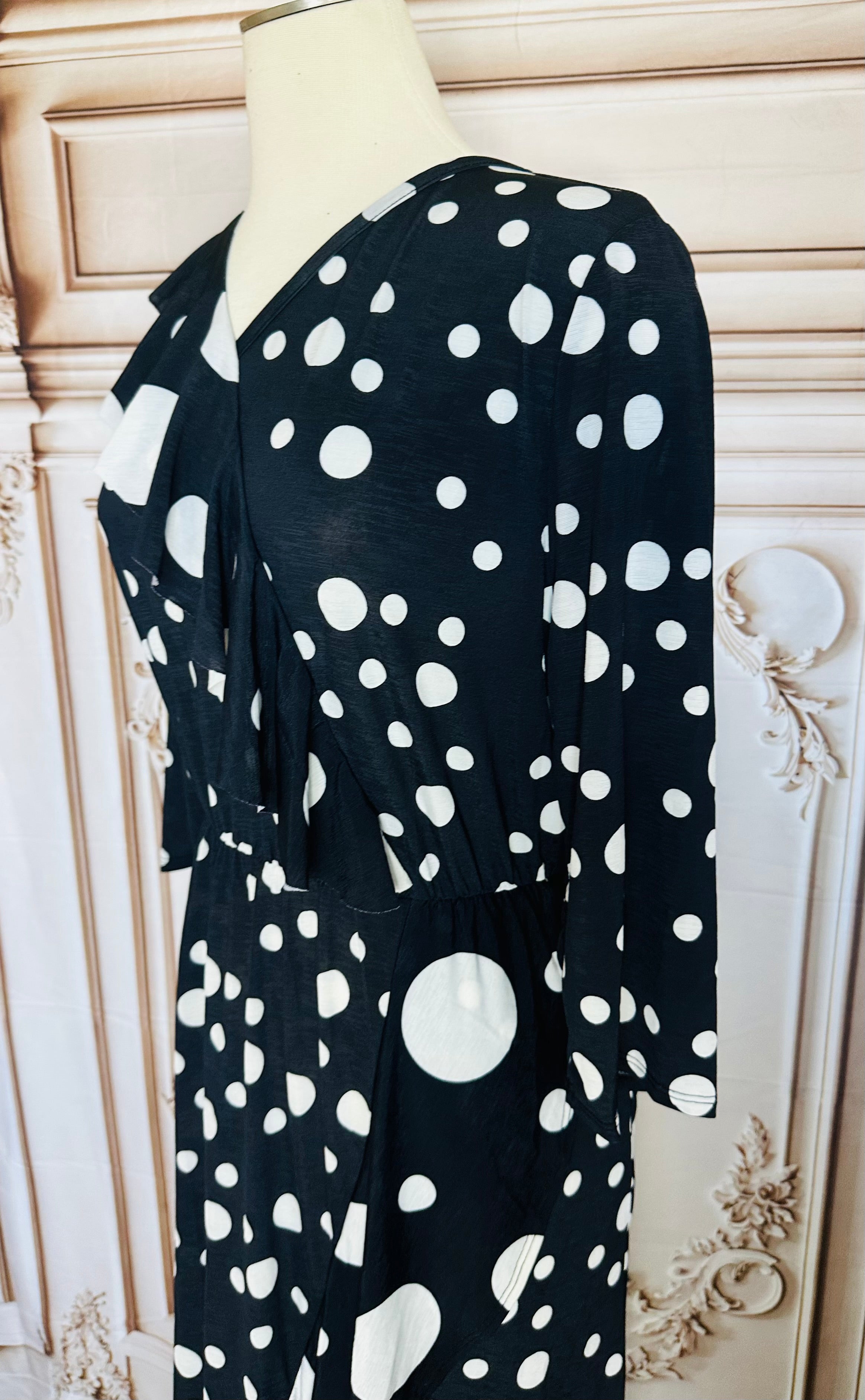 Evelyn Black Polka Dots Dress