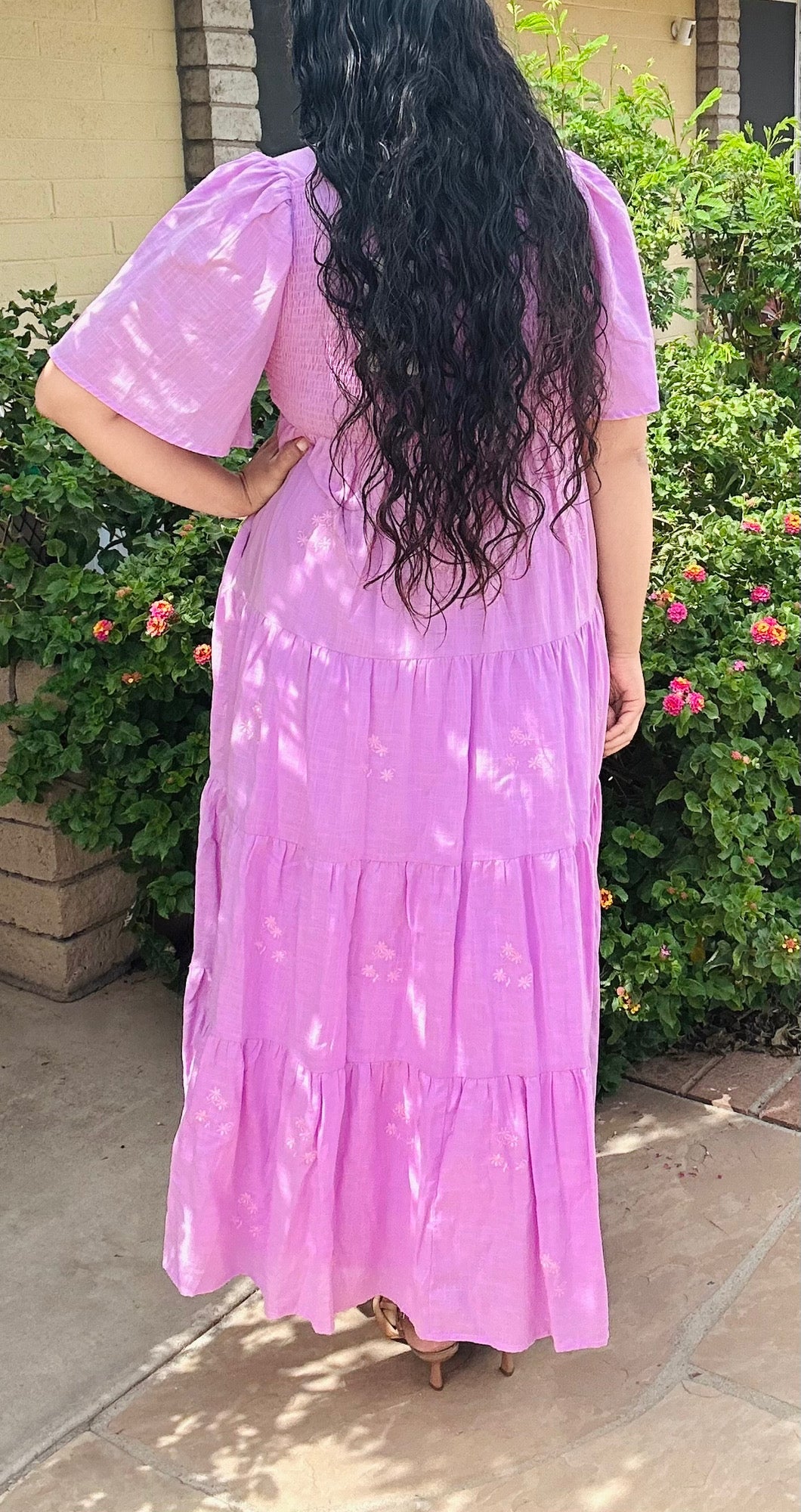 Purple embroidery maxi dress