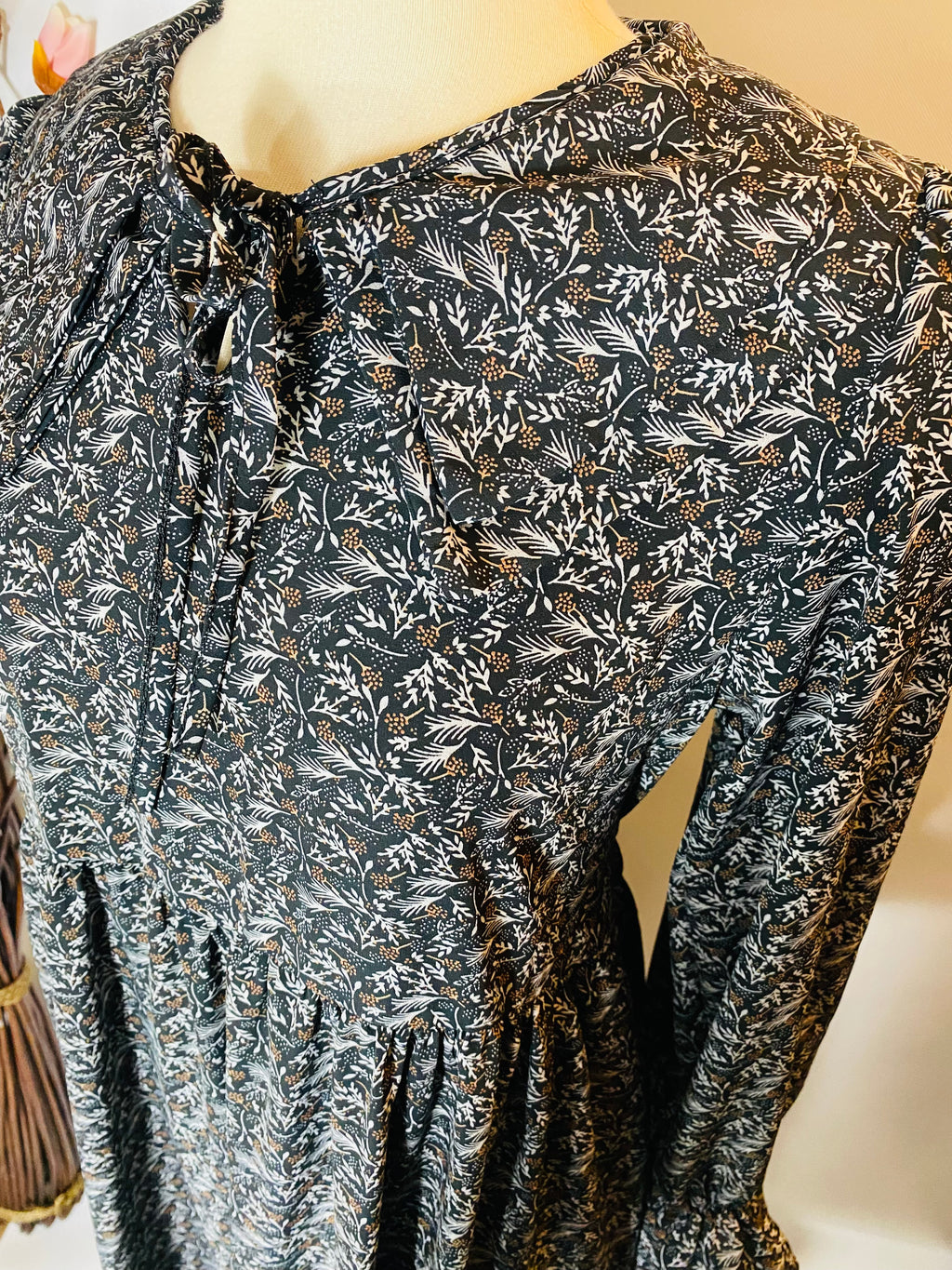 Viviana Black Floral Midi Dress