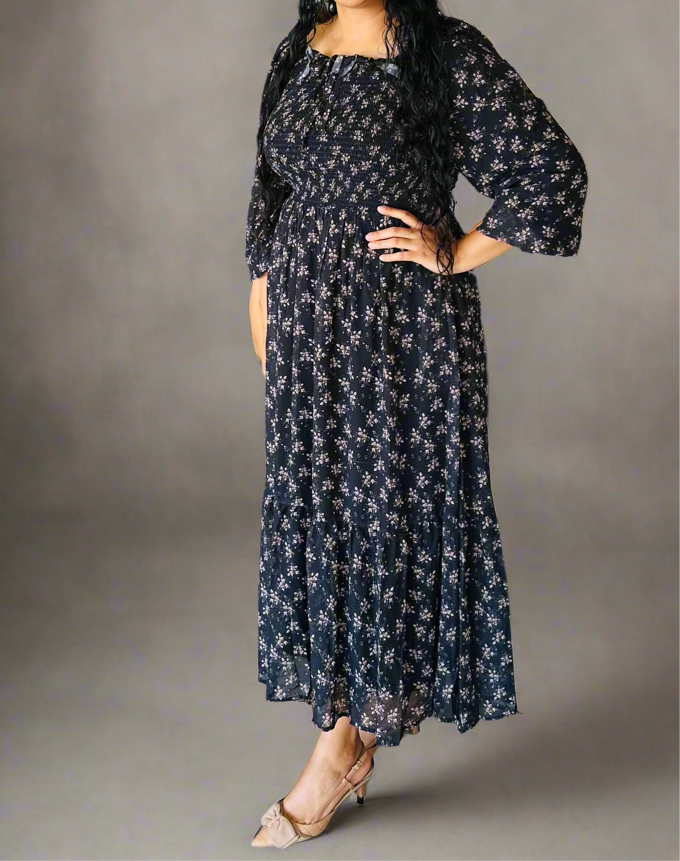 Black floral maxi dress