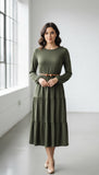 Dark Olive Tiered Dress