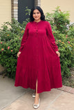 Samaira Wine Tiered Maxi Dress