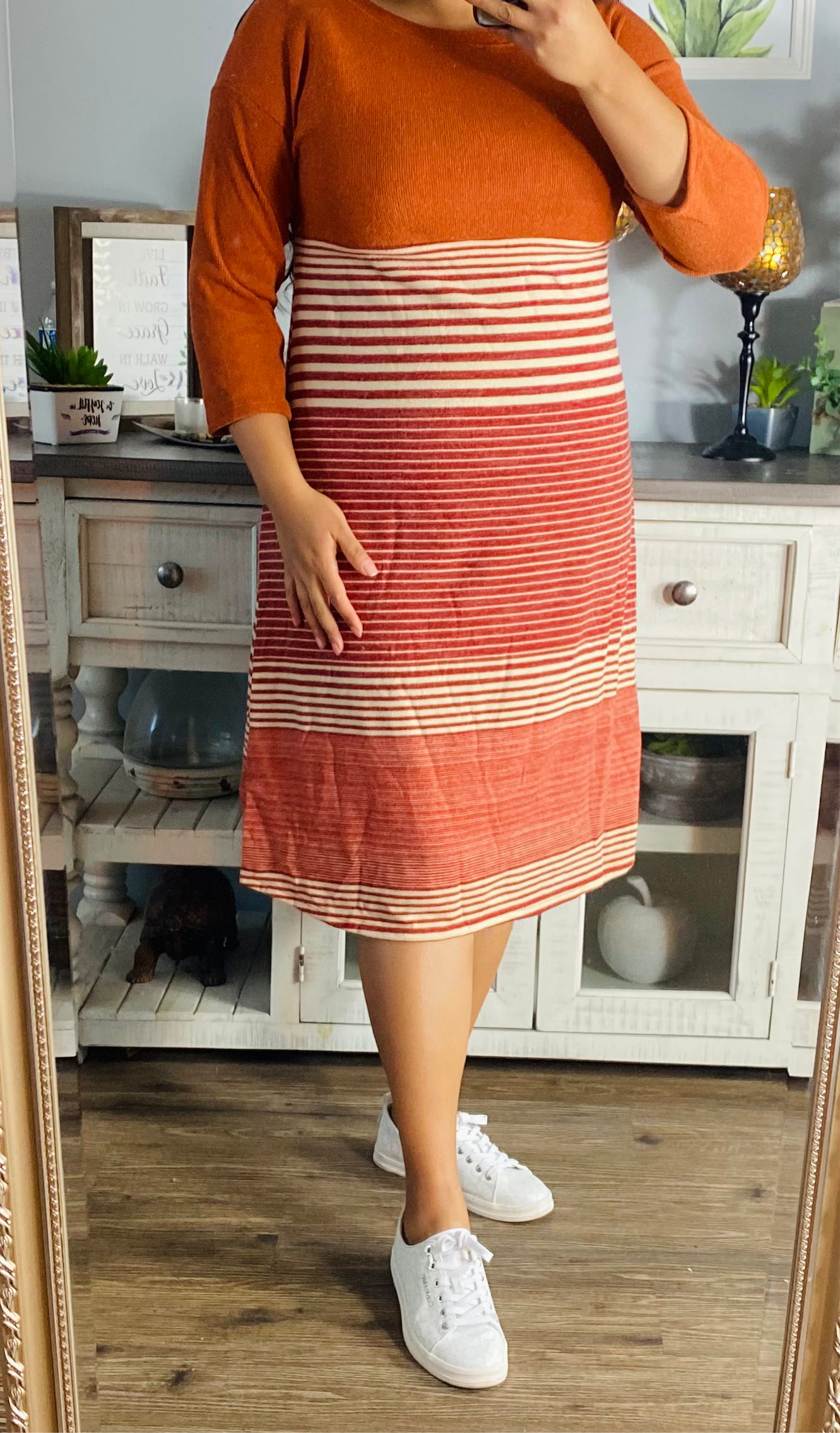 Rust Line Dress