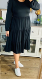 Monica Black Tiered Dress