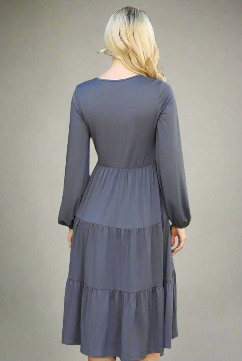 Ash Grey Tiered Dress