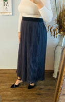 Ash Grey Pleated Maxi Skirt