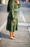 Dark Olive Tiered Dress