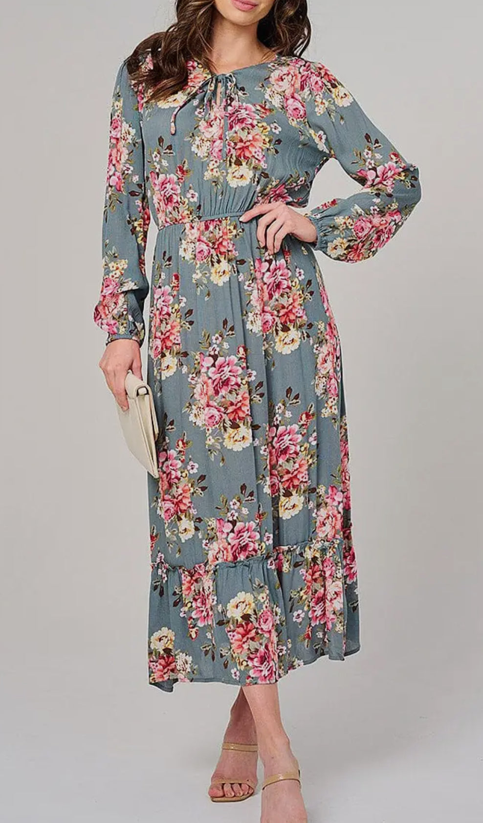 Sage Floral Maxi Dress