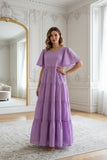 Lavender  embroidery maxi dress