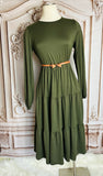 Dark Olive Tiered Dress