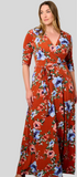 Lori Rust Plus Floral Maxi Dress