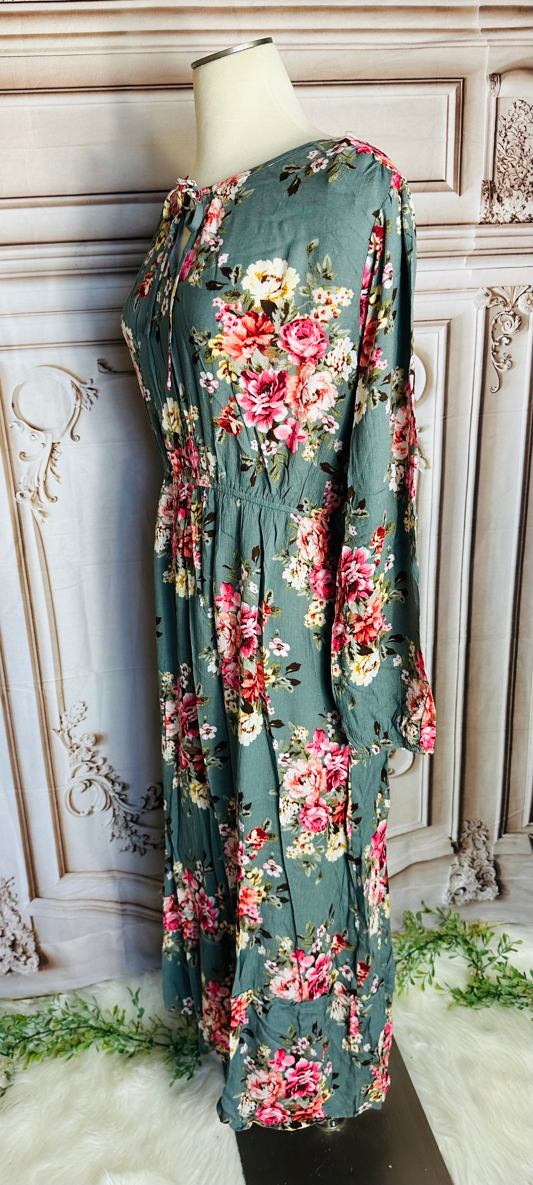 Sage Floral Maxi Dress