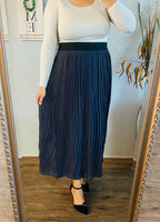 Ash Grey Pleated Maxi Skirt