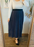 Ash Grey Pleated Maxi Skirt