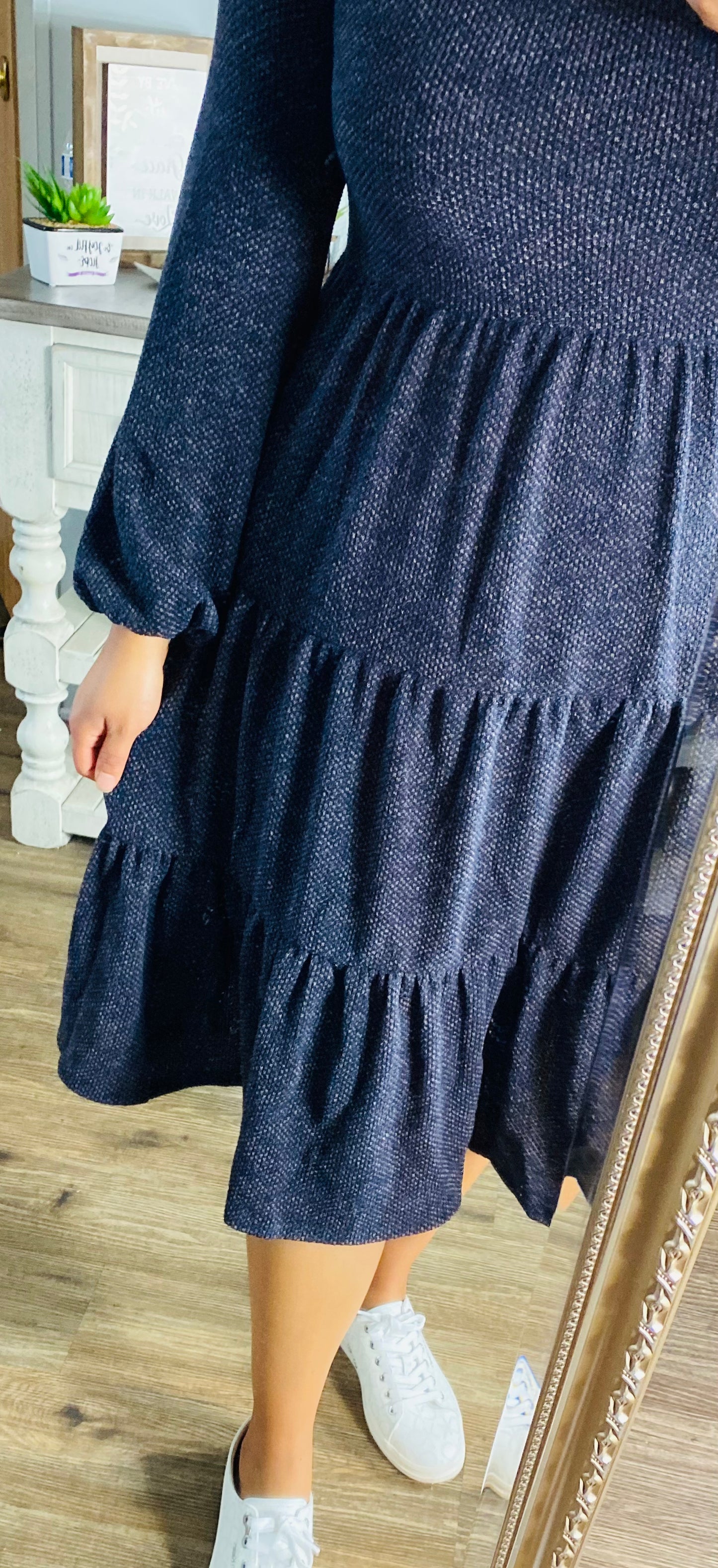 Samantha Charcoal Tiered Dress