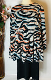Alison Black - Blue- Peach Animal Print Tunic Top