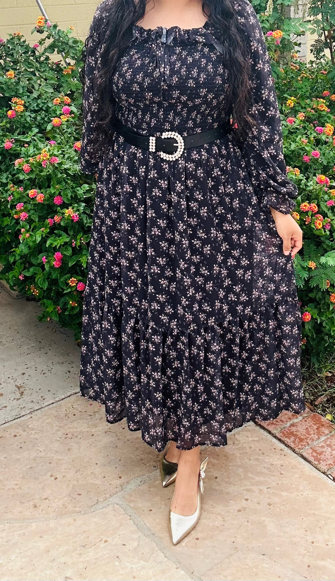 Black floral maxi dress