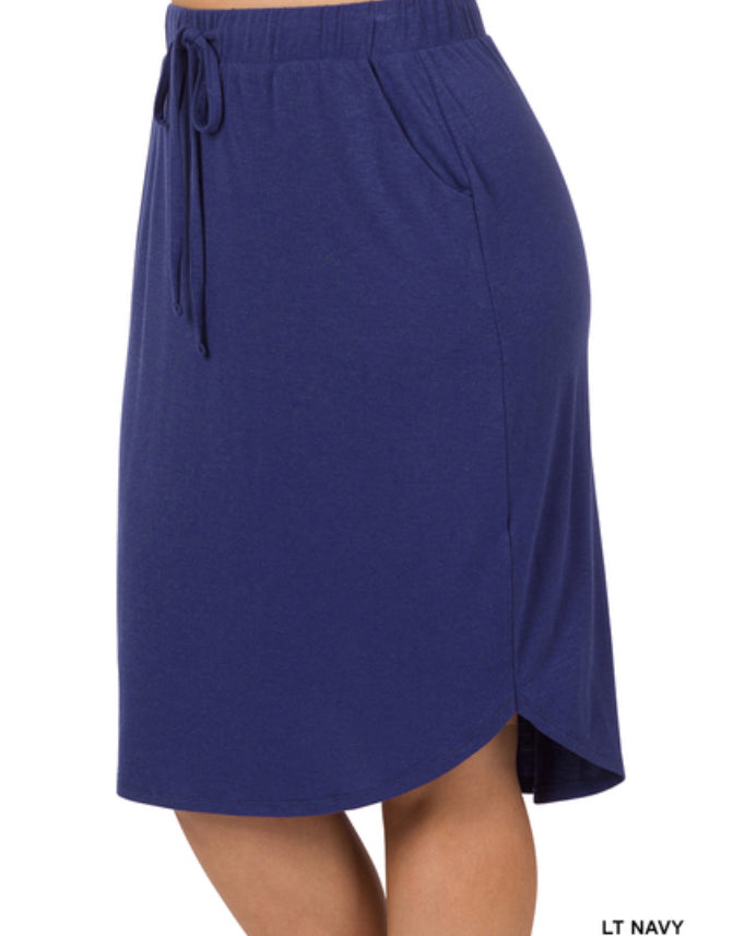 Light Navy Blue Drawstring Skirt