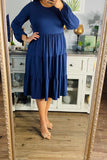 Navy Blue Tiered Dress