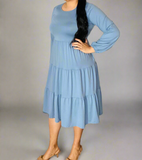 Julieta Dusty Blue Tiered Dress