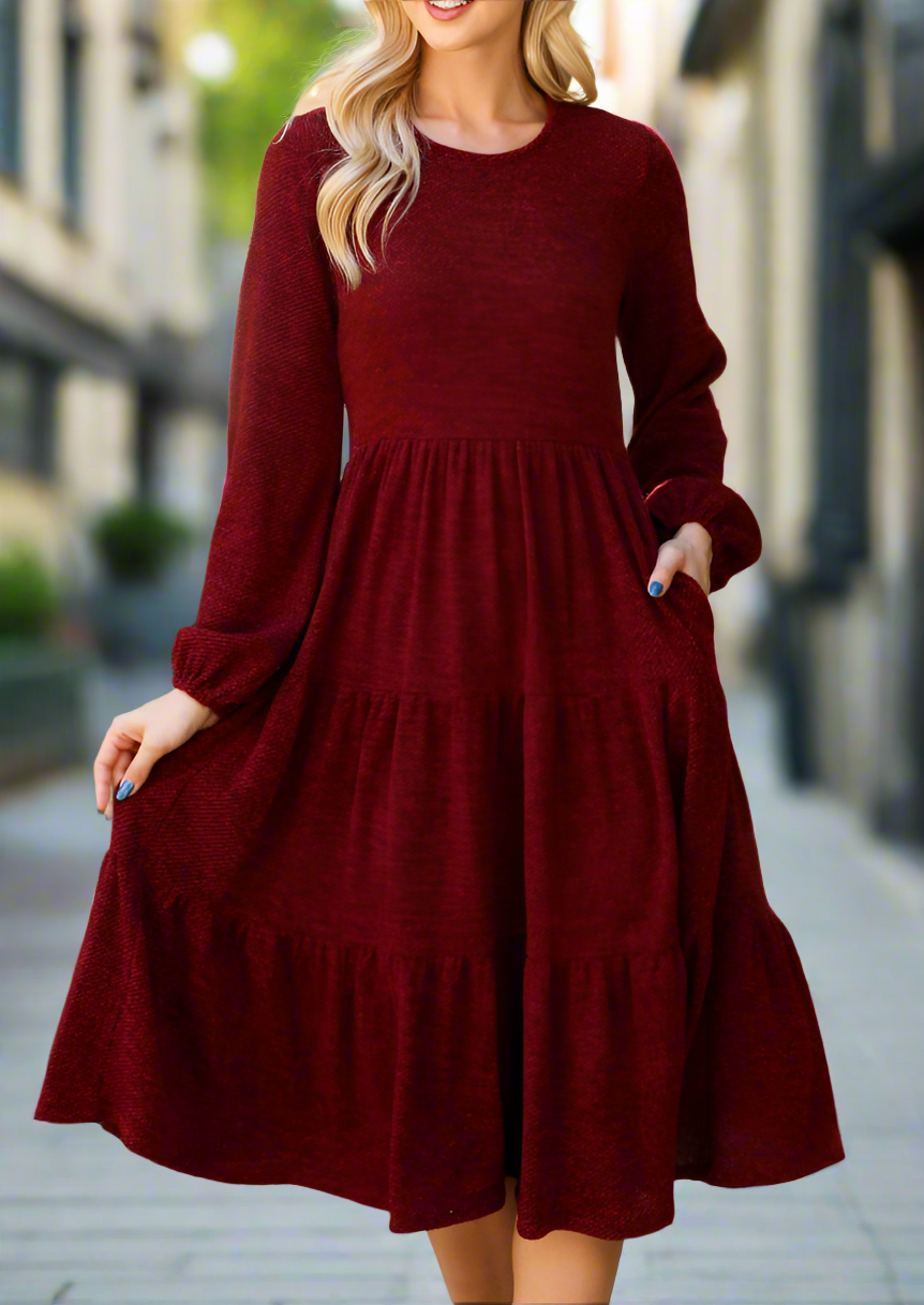 Burgundy Tiered Dress