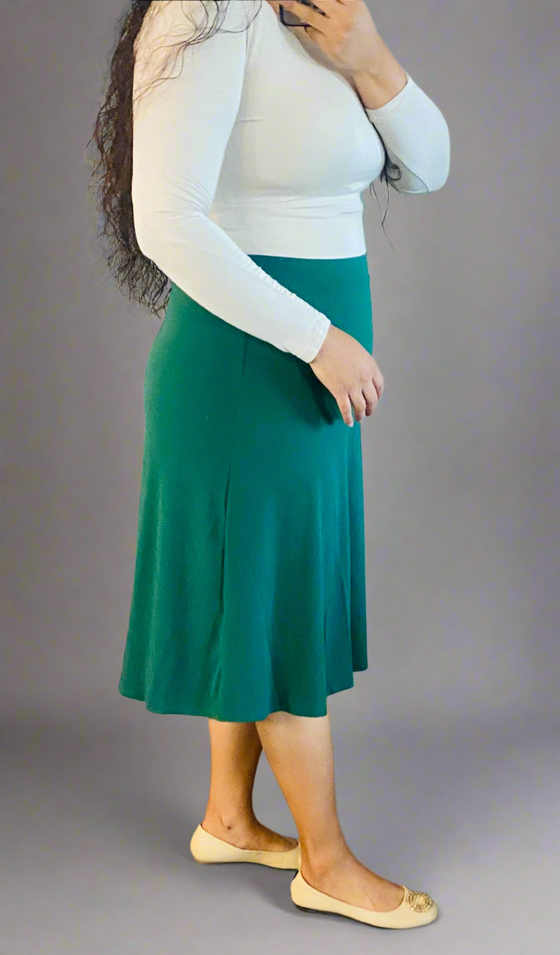 Kelly Green Midi Skirt