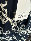 Resale Brands CeCe Navy Midi Skirt with White Floral Lace Pattern