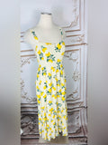 Resale Brands White Lemon-Print Midi Sundress with Straps