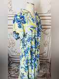 Resale Brands Jude Connally Yellow Midi Dress with Blue Floral Print