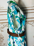 Resale Brands Calvin Klein Blue & Green Floral V-Neck Maxi Dress comes with belt.