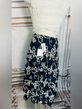 Resale Brands CeCe Navy Midi Skirt with White Floral Lace Pattern