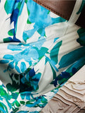 Resale Brands Calvin Klein Blue & Green Floral V-Neck Maxi Dress comes with belt.