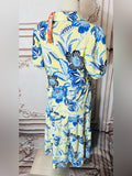 Resale Brands Jude Connally Yellow Midi Dress with Blue Floral Print