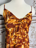 Resale Brands Brown Floral Maxi Slip Dress with Twisted Bodice