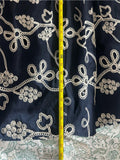 Resale Brands CeCe Navy Midi Skirt with White Floral Lace Pattern