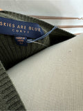 Resale Brands Skies Are Blue Olive Ribbed Knit Pleated Midi Dress