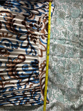 Resale Brands Skies Are Blue Pleated Maxi Skirt in Blue and Brown Floral Print