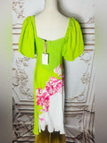 Resale Brands Alex Marie Lime Green Maxi Dress with Pink Straps