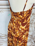 Resale Brands Brown Floral Maxi Slip Dress with Twisted Bodice