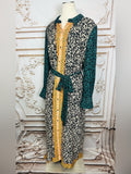 Resale Brands Maxi Shirt Dress with Gold Trim and Dark Teal Belt