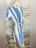 Resale Brands Mlle Gabrielle Blue and White Striped Midi Shirt Dress