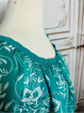 Resale Brands Embroidered Teal Square-Neck Peasant Blouse