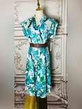 Resale Brands Calvin Klein Blue & Green Floral V-Neck Maxi Dress comes with belt.
