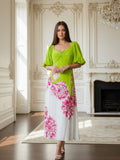 Resale Brands Alex Marie Lime Green Maxi Dress with Pink Straps