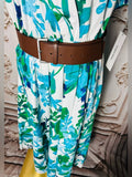 Resale Brands Calvin Klein Blue & Green Floral V-Neck Maxi Dress comes with belt.