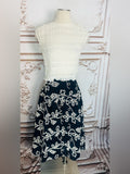 Resale Brands CeCe Navy Midi Skirt with White Floral Lace Pattern