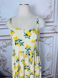 Resale Brands White Lemon-Print Midi Sundress with Straps